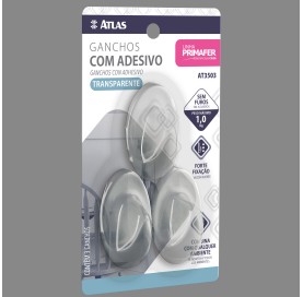 GANCHO ADESIVO 3PC 1,0KG OVAL TRANSPARENTE AT3503 ATLAS