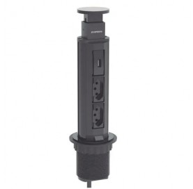 Torre de Embutir 2 Mod de Energia e 01 Usb Preto 06910.0101.79 Soprano