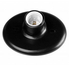Plafon Plastico 60w c/ Soquete Ceramico Preto A107 Apoio